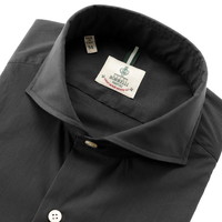 コットンナイロンストレッチポプリンホリゾンタルカラーシャツ／NA35（SR1567）（ブラック）