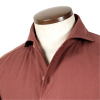 製品染めコットンオックスイタリアンカラーシャツ／VESUVIO（SR1571）（ワインレッド）