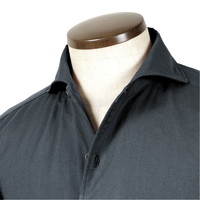 製品染めコットンオックスイタリアンカラーシャツ／VESUVIO（SR1571）（ネイビー）