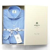 コットンポプリンマイクロチェックホリゾンタルカラードレスシャツ