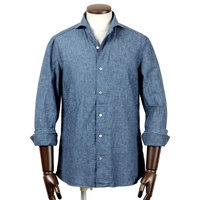 ルイジボレッリ／コットンリネンシャツ／ワンピースカラー／ホワイト／S SHIRTS | LUIGI BORRELLI TOKYO ONLINE STORE（ルイジボレッリ
